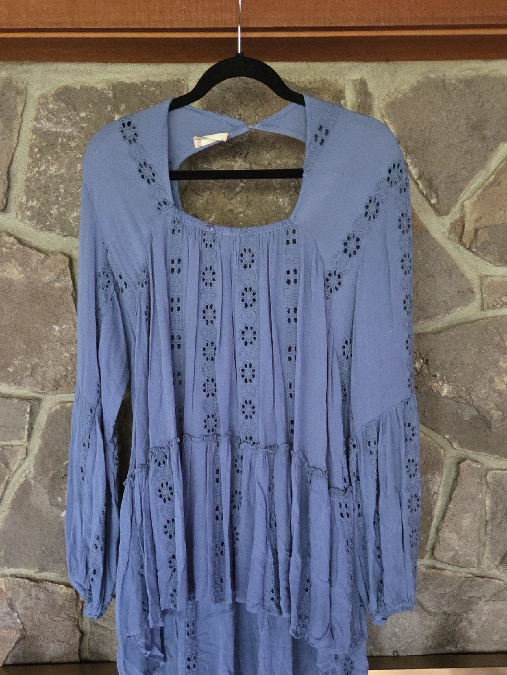 Altar'd State Blue Eyelet Peasant Blouse